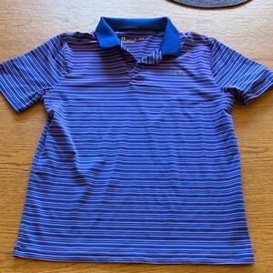 Under Armour Boys Polo - blue and pink stripes